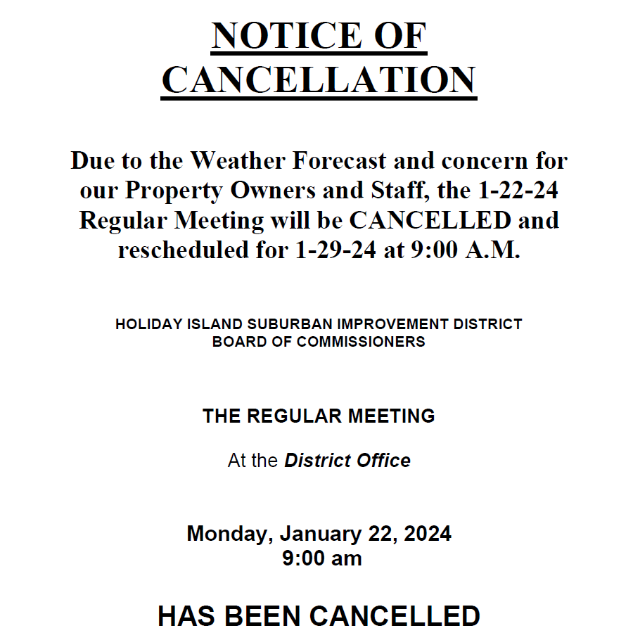 Notice of Special Meeting: Monday January 29th, 2024